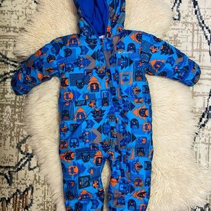 Columbia bunting suit snowsuit down blue walrus bears owls boys 18-24 months